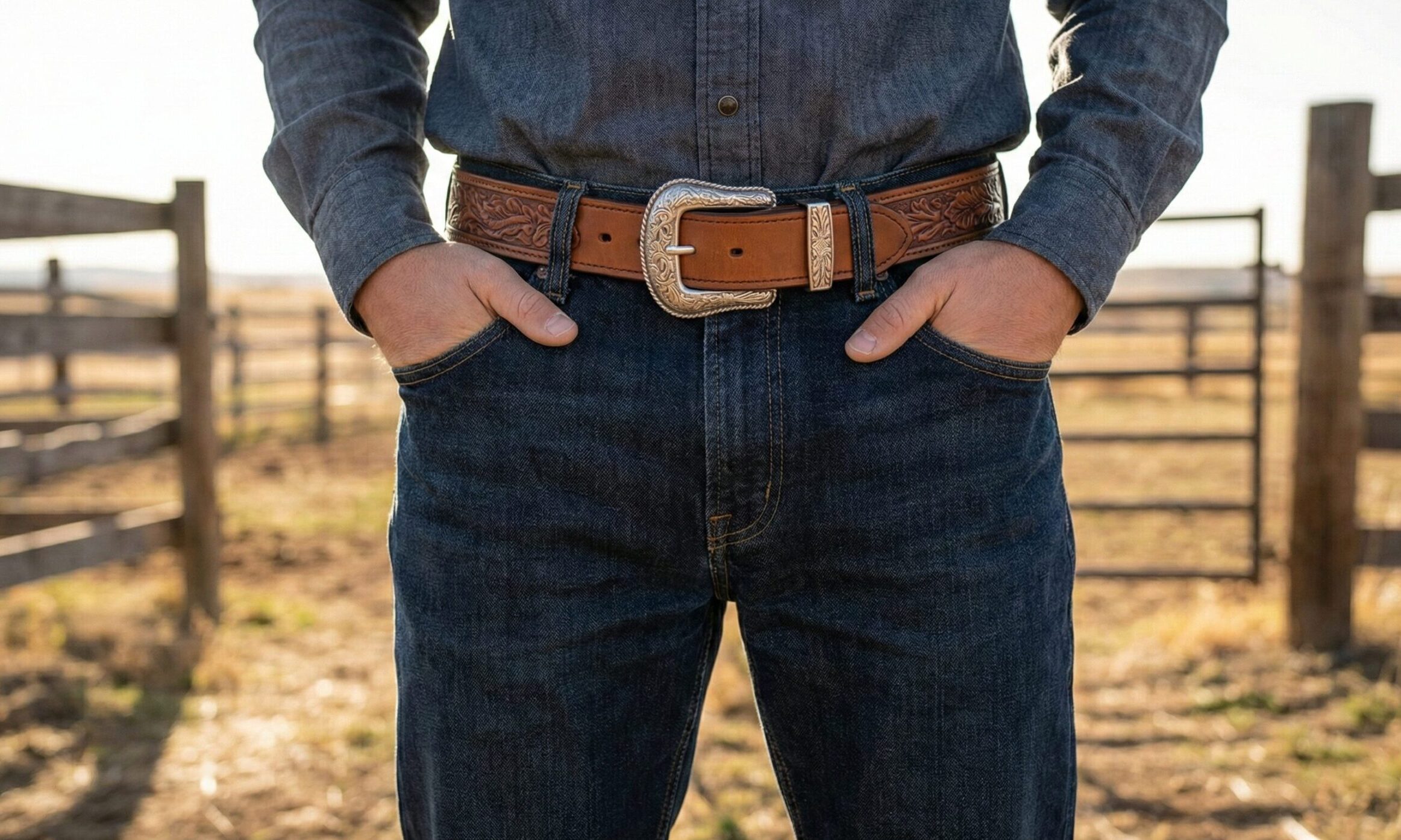 Western-style custom belts with buckles
